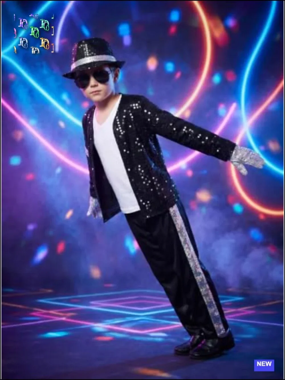 Kids Dance Star Costume Sequin Jacket Set Halloween 80s 90s Stage Outfit